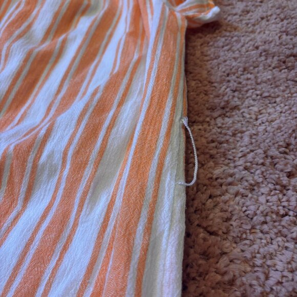 MICHAEL KORS Womens Orange Striped Flutter Sleeve Dress Sz L NEW - Linen Blend - Picture 7 of 8